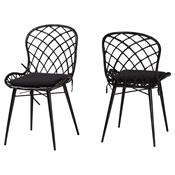 Baxton Studio Sabelle Modern Bohemian Black Finished Rattan and Metal 2-Piece Dining Chair Set